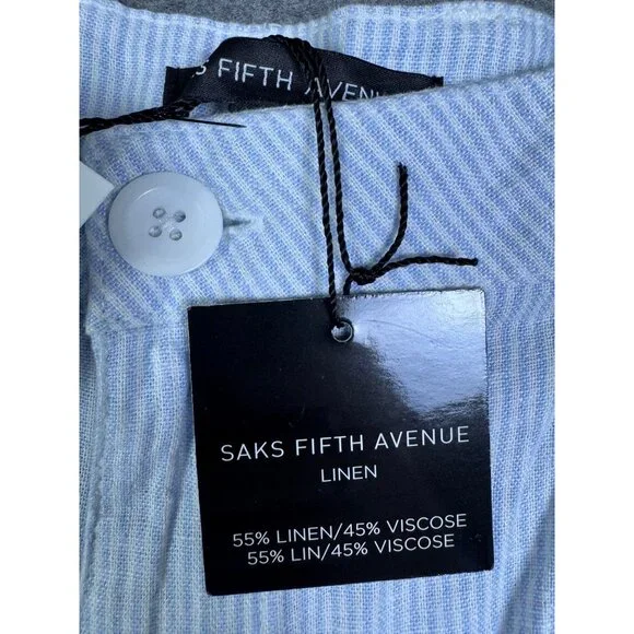 Saks Fifth Avenue Shorts Mens 40 Blue Linen Sky Resort Dressy Beach Lightweight - Picture 3 of 10